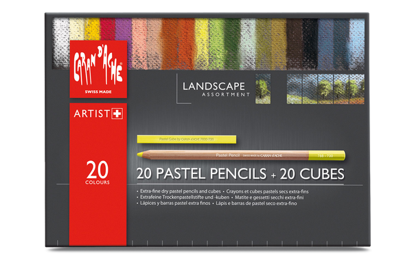 Caran d'Ache Landscape Assortment - 20 Pastel Pencils & 20 Pastel Cubes