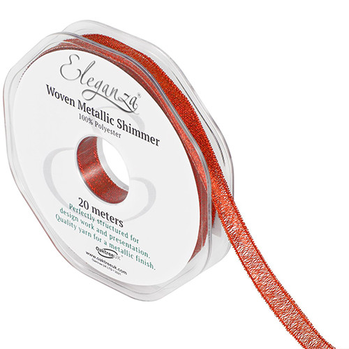 Metallic Shimmer Red Woven Ribbon - 10mm x 20m (1)