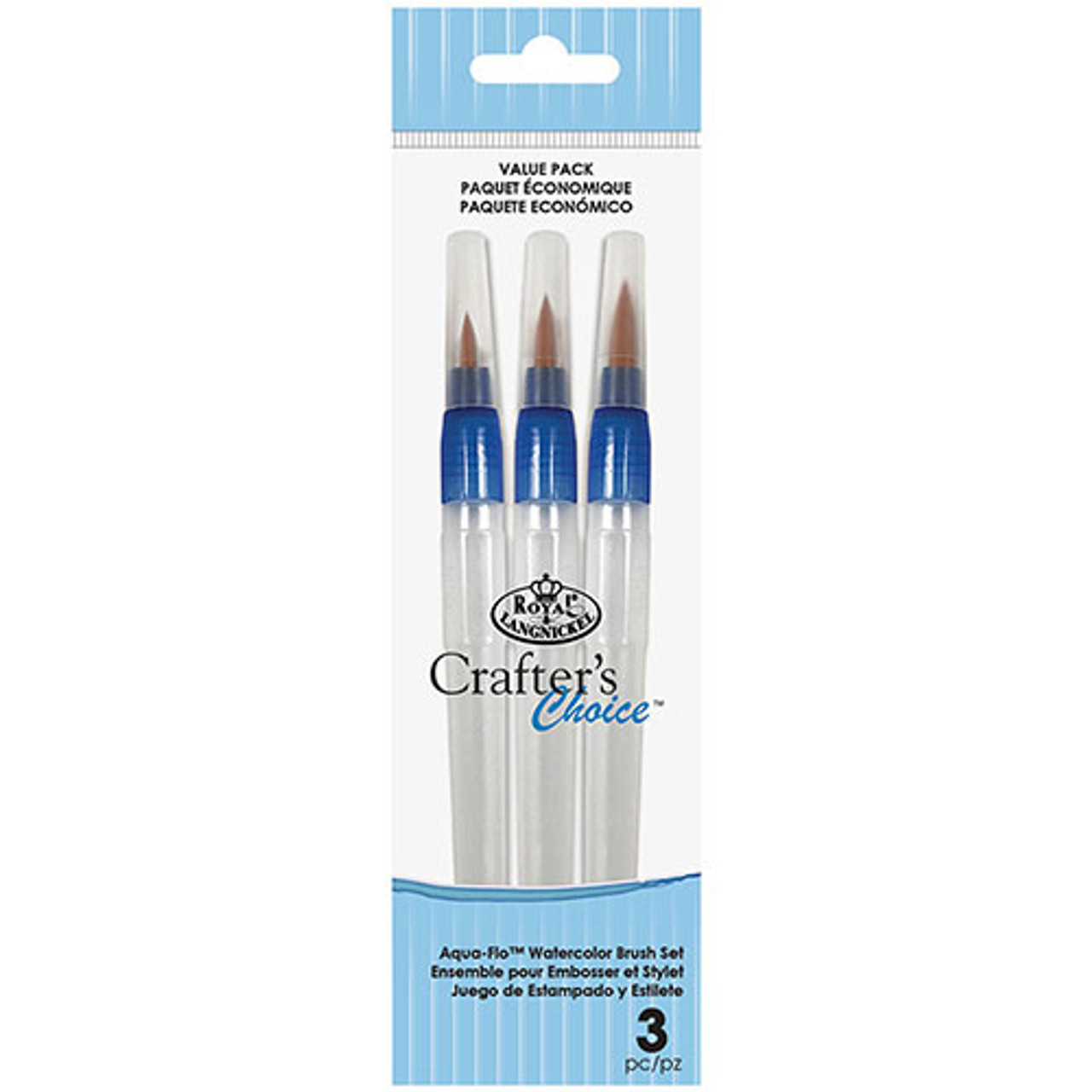 Set of 3 Aqua-Flo Water Brushes for Watercolor Painting