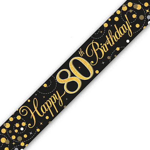 Striscione Compleanno 80 Anni – Olografico Multicolor 2,7 M – Happy 80th Birthday Con Stelle - 2
