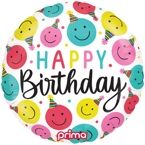 18 inch Colourful Birthday Happy Faces Foil Balloon (1)