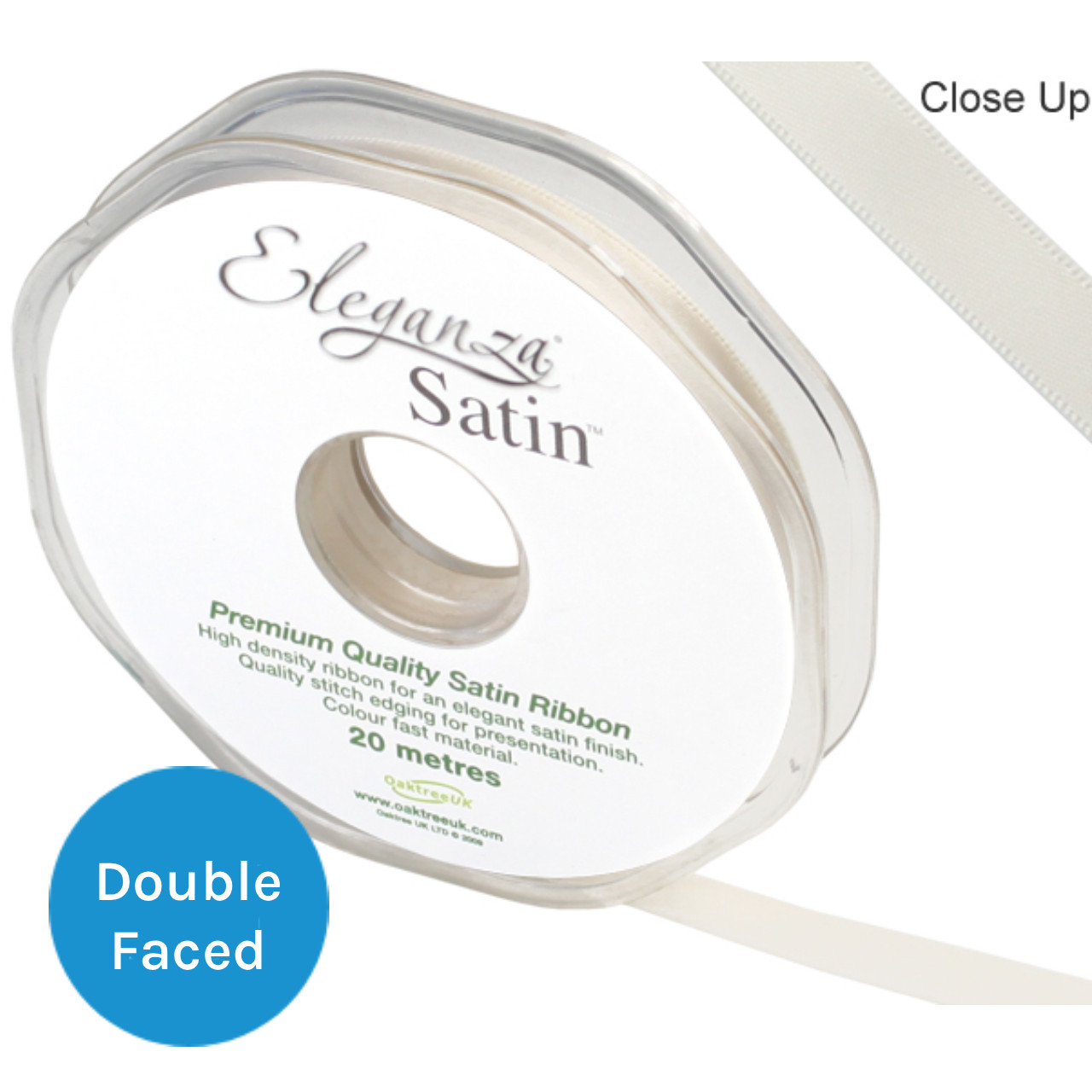 Ivory White Ribbon Ivory Satin Ribbon - 10mm x 20m (1)