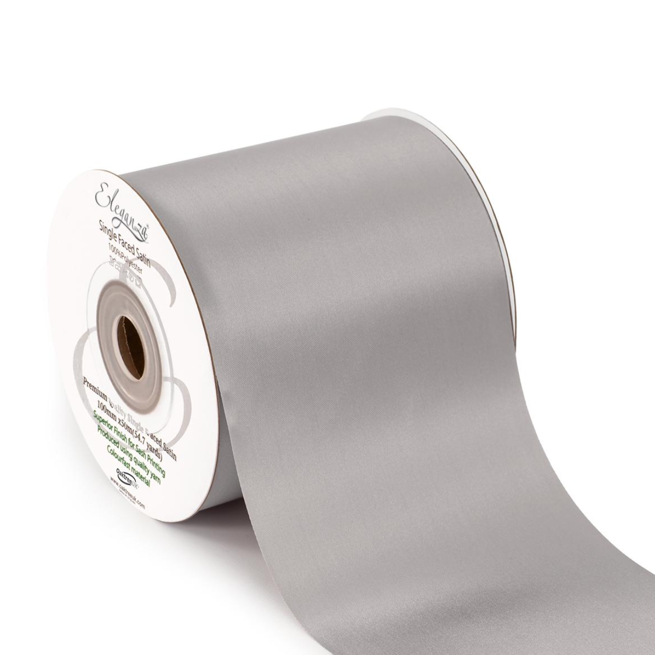 Silver Satin Sash Ribbon - 100mm x 50m (1)