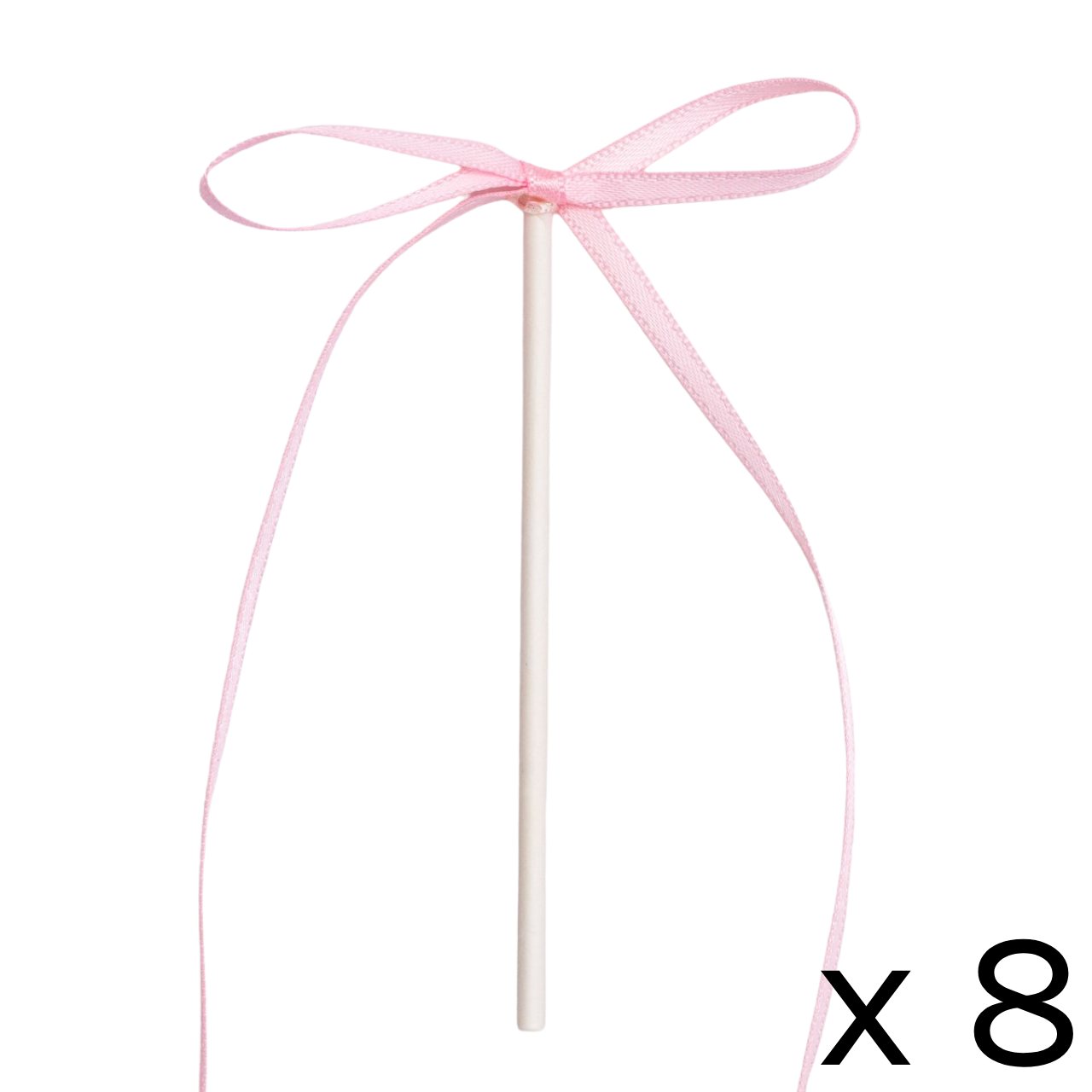 Light Pink Ribbon Bow Cake Toppers (8)