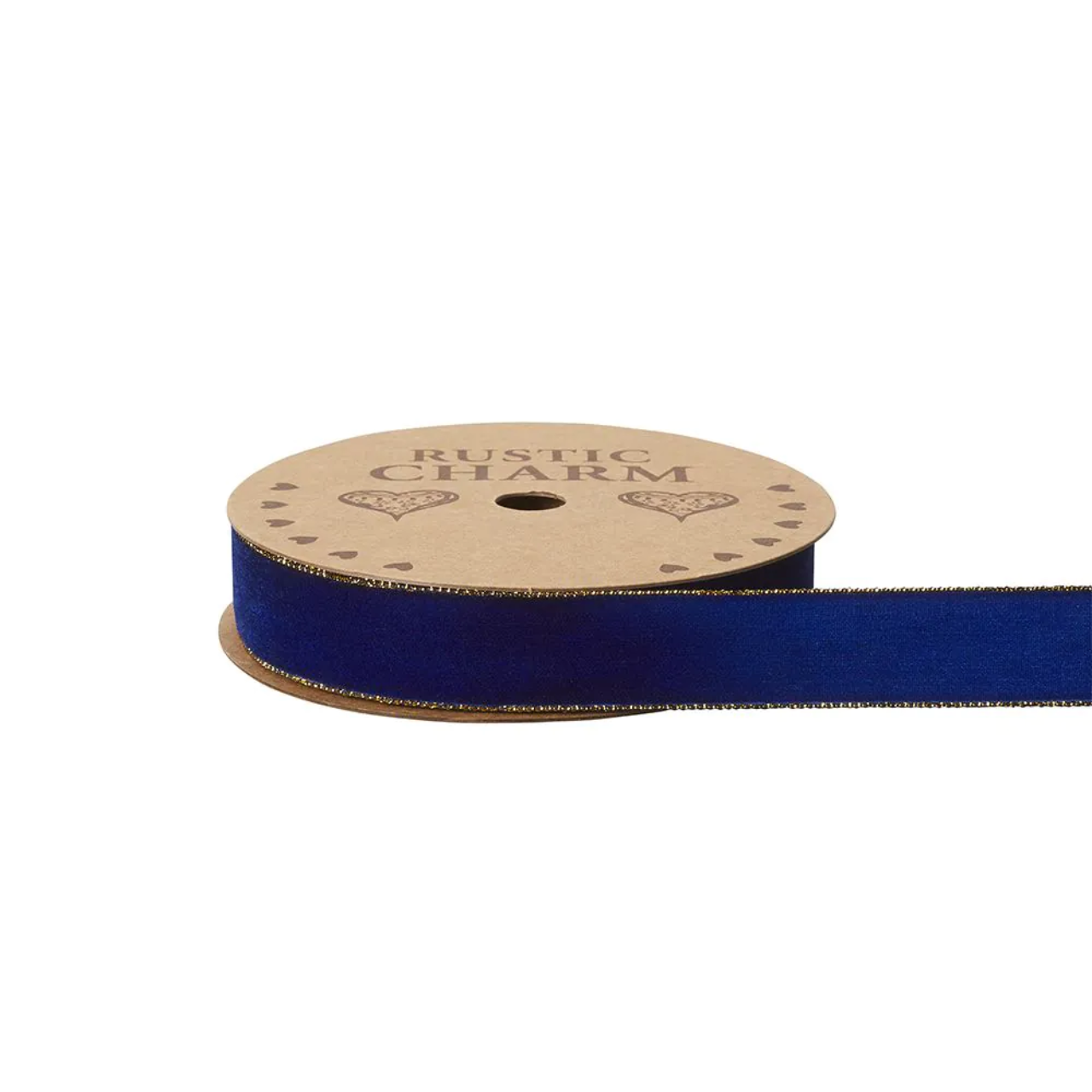 63 Blue Ribbons Dark Blue Gilded Edge Velvet Ribbon - 25mm x 10m (1)