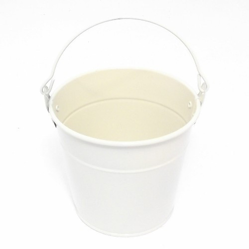 11.5cm Decorative Cream Metal Bucket With Handle (1)