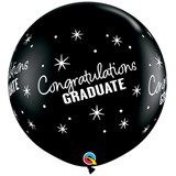 3ft Onyx Black Congratulations Graduate Latex Balloons (2)