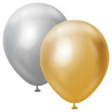 12" Mirror Gold & Silver Mix Kalisan Latex Balloons (250)