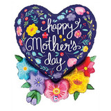 28 inch Mother's Day Floral Heart Foil Balloon (1)