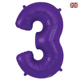 34 inch Oaktree Purple Number 3 Foil Balloon (1)