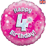 18 inch Happy 4th Birthday Pink Foil Balloon (1)