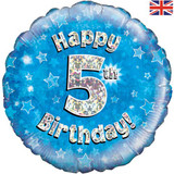 18 inch Happy 5th Birthday Blue Foil Balloon (1)