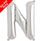 16 inch Silver Letter N Foil Balloon (1)