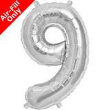 16 inch Silver Number 9 Foil Balloon (1)