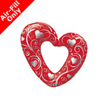 14 inch Hearts & Filigree Red Foil Balloon (1) - UNPACKAGED