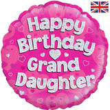 18 inch Happy Birthday Granddaughter Round Foil Balloon (1)