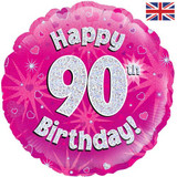 18 inch Happy 90th Birthday Pink Foil Balloon (1)