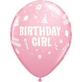 11 inch Pink Birthday Girl Latex Balloons (6)