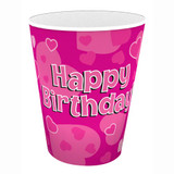 Happy Birthday Pink Paper Cups (8)
