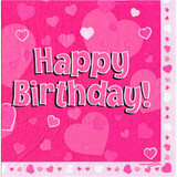 Happy Birthday Pink Paper Napkins (16)