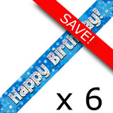 Pack of 6 Birthday Blue Banners - 2.7m