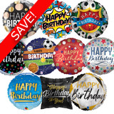 18 inch Male Birthday Foil Pack (50 Balloons)