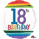 18 inch Rainbow Stripes 18th Birthday Foil Balloon (1)