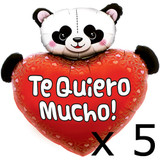 Pack of 5 36 inch Te Quiero Mucho! Panda Heart Foil Balloons (5)