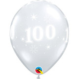 11 inch Diamond Clear 100 Sparkle-A-Round Latex Balloons (25)