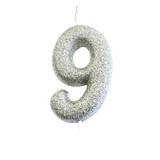 Age Nine Silver Glitter Candle (1)