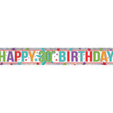 30th Birthday Multi Colour Holographic Foil Banner - 2.7m (1)