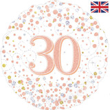 18 inch 30th Birthday White & Rose Gold Fizz Foil Balloon (1)
