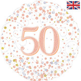 18 inch 50th Birthday White & Rose Gold Fizz Foil Balloon (1)