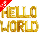 HELLO WORLD - 16 inch Gold Foil Letter Balloon Pack (1)