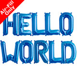 HELLO WORLD - 16 inch Blue Foil Letter Balloon Pack (1)