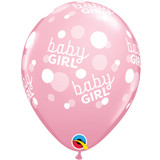 11 inch Baby Girl Dots-A-Round Pink Latex Balloons (6)