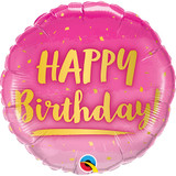 18 inch Birthday Gold & Pink Ombre Foil Balloon (1)