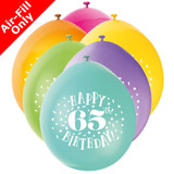 9 inch 65th Birthday Neck Up Assorted Latex Balloons (10)