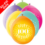 9 inch 100th Birthday Neck Up Assorted Latex Balloons (10)