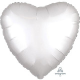 18" White Satin Heart Foil Balloon (1) - UNPACKAGED