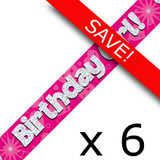 Pack of 6 Birthday Girl Pink Banner - 2.7m