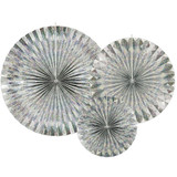 Holographic Silver Paper Fans (3)