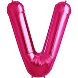 34 inch Magenta Letter V Foil Balloon (1)