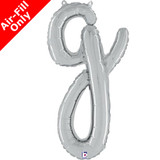 Air-Fill Silver Script Letter G Foil Balloon (1)