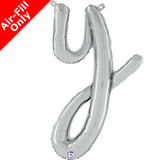 Air-Fill Silver Script Letter Y Foil Balloon (1)