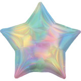 18" Pastel Rainbow Iridescent Star Foil Balloon (1) - UNPACKAGED