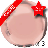 Pack of 3 21" Jumbo Orbz Rose Gold Foil Balloons (3) -UNPACKAGED