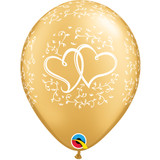 11 inch Gold Entwined Hearts Latex Balloons (6)