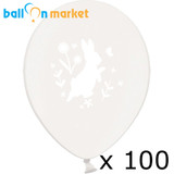 11 inch Clear Bunny & Flowers Latex Balloon (100)