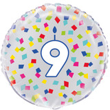 18 inch 9th Birthday Confetti Cheer Foil Balloon (1)